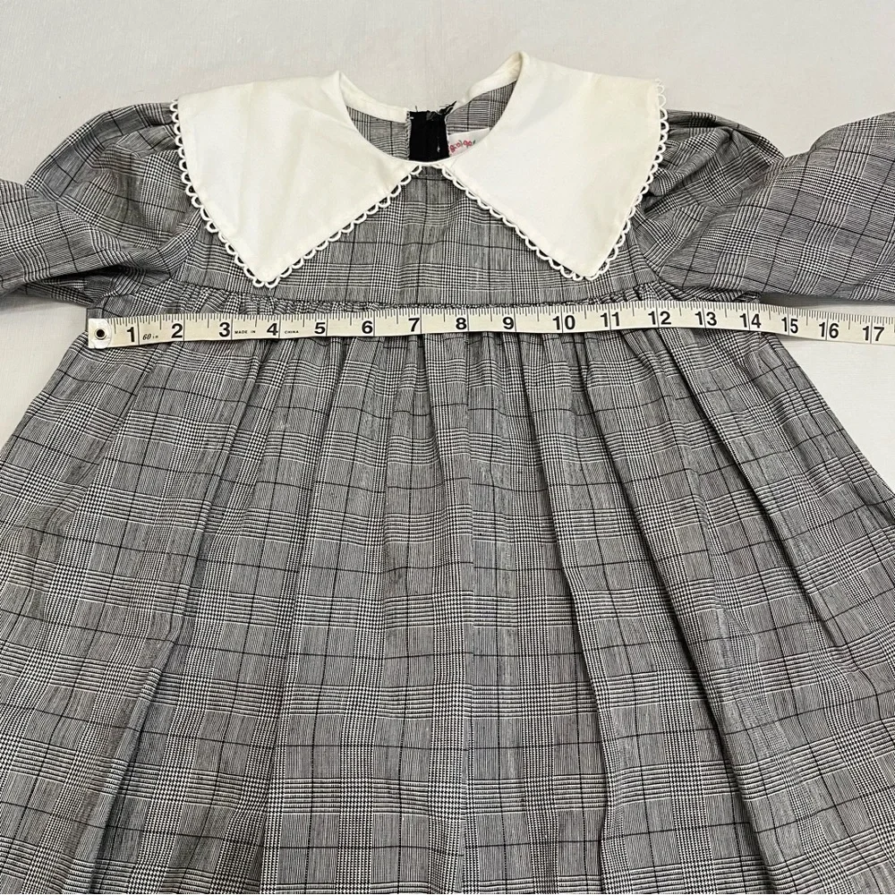 Vintage Lillibit Plaid Dress White Collar